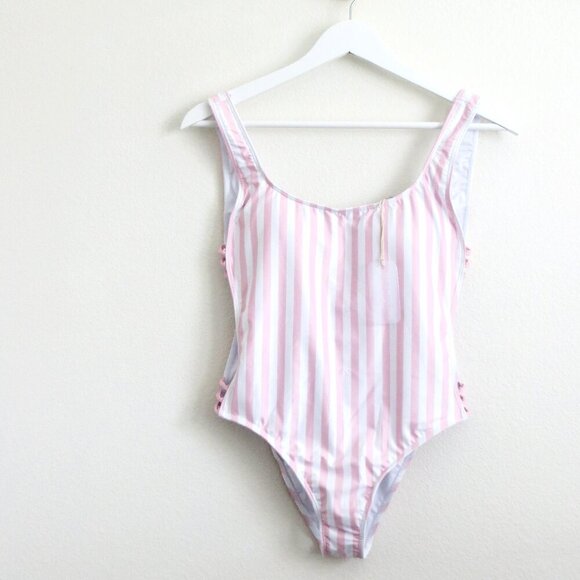 NEW! Kenny Flowers The Boca Striped One Piece Pink White Swimsuit SZ M - Picture 6 of 12